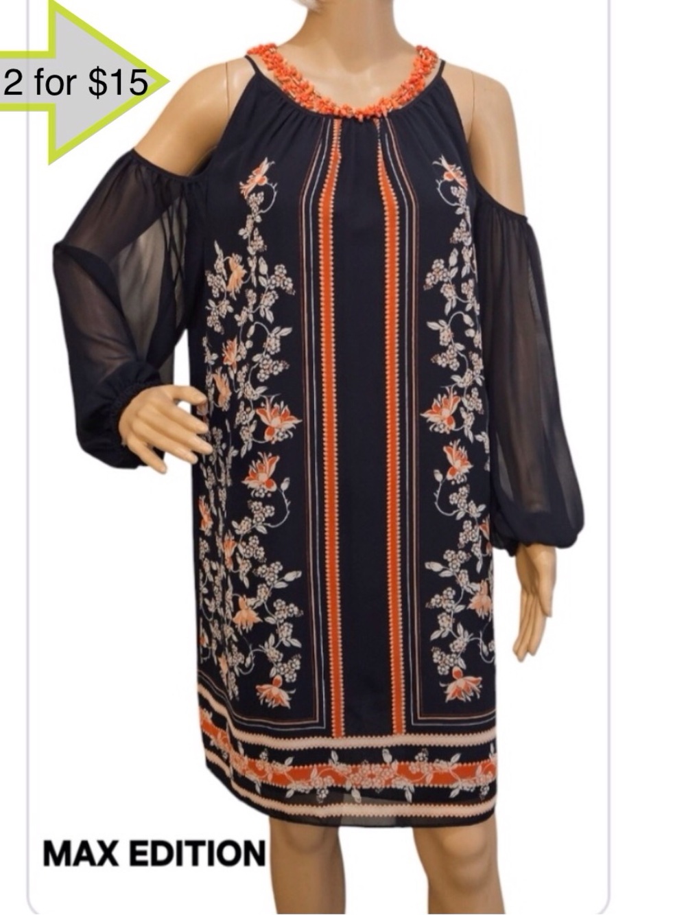 Max Edition‎ Cold Shoulder Floral Print Slip Dress sz M * 2/$15 SALE